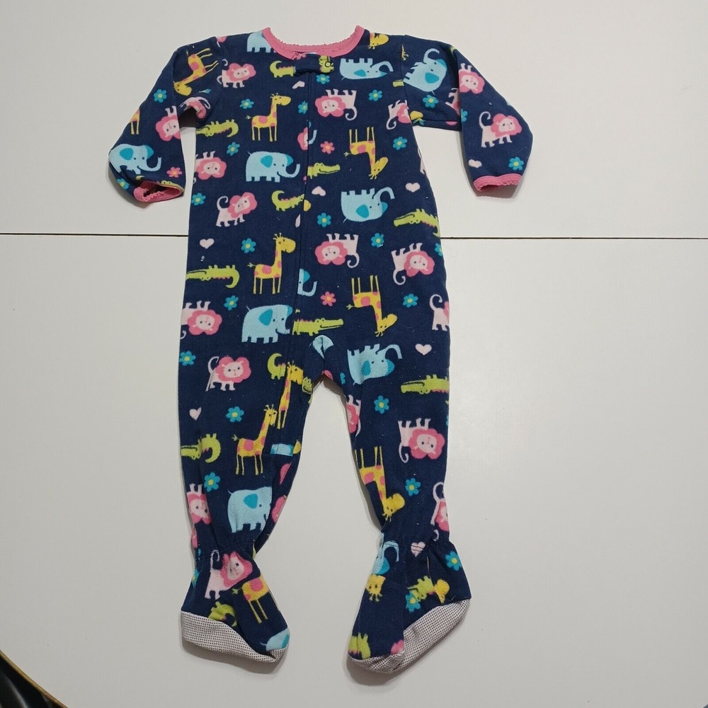 Child Of Mine Carter Girl Blue Animal Footed Pajama Zipper Scoop Long Sleeve 18M